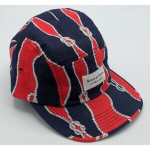Raised By Wolves RBW 5 Panel Adjustable Size Hat Made USA  Red Navy Rope
